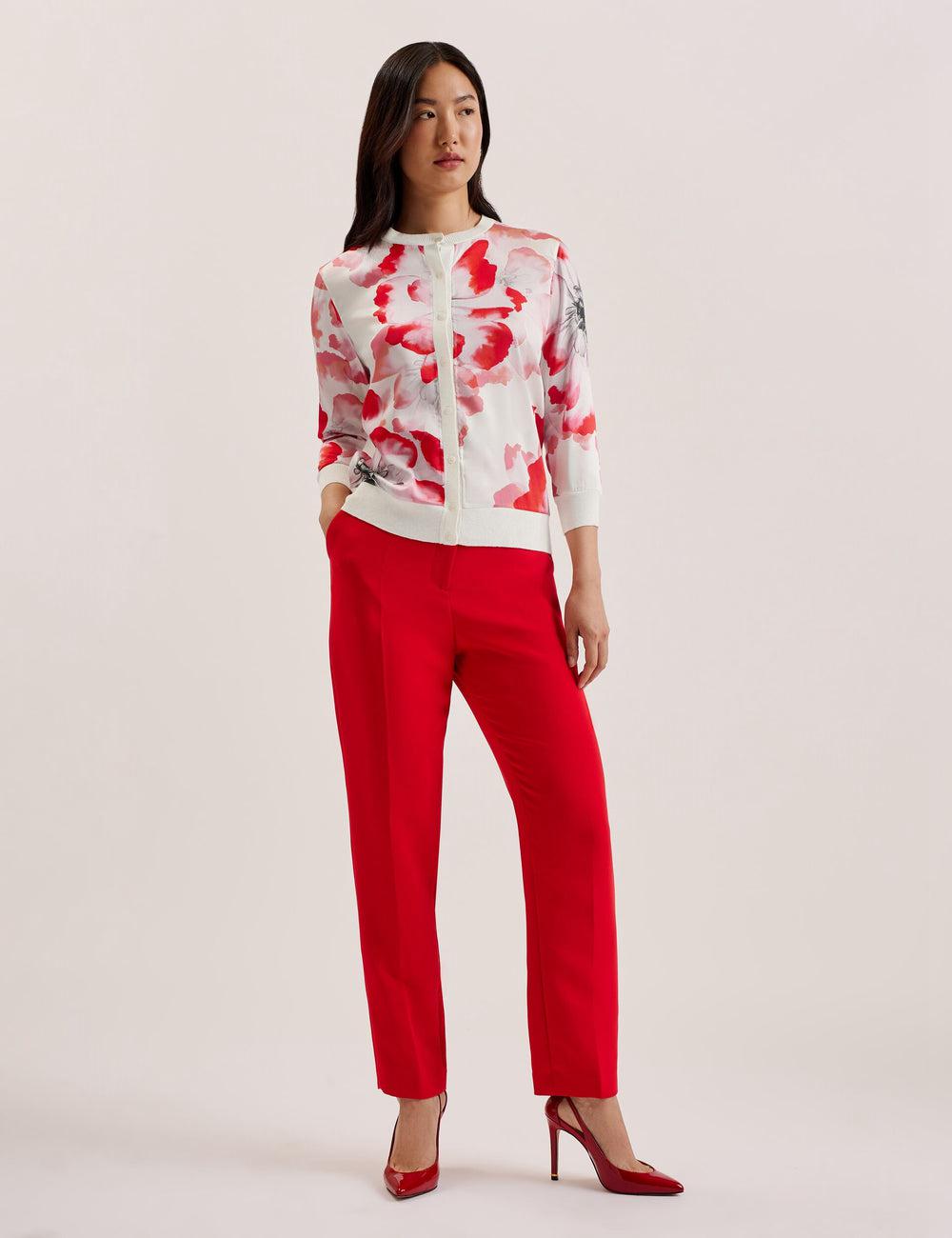 Ted Baker DARCIYY - Printed Front 3/4 Sleeve Women Cardigans Ivory | UAE  97280-RNBT