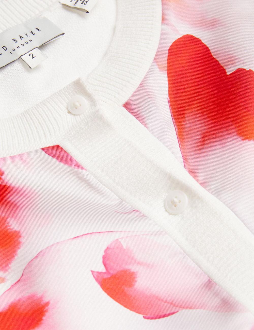 Ted Baker DARCIYY - Printed Front 3/4 Sleeve Women Cardigans Ivory | UAE  97280-RNBT