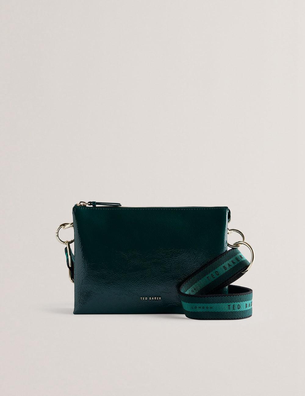Ted Baker DAWCEY - Crinkled Patent Leather Women Crossbody Bags Mid-Green | UAE  21853-THVZ