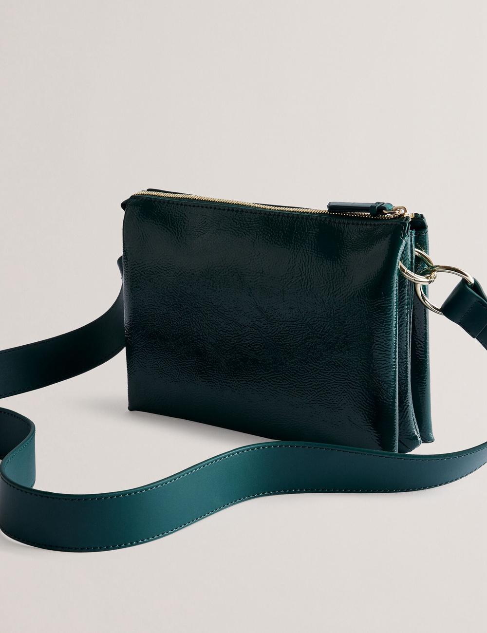 Ted Baker DAWCEY - Crinkled Patent Leather Women Crossbody Bags Mid-Green | UAE  21853-THVZ