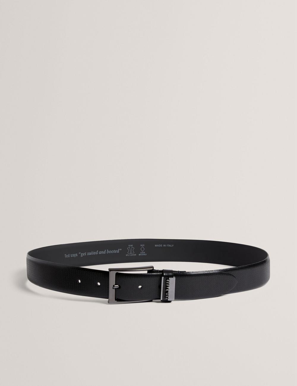 Ted Baker DAWSONS - Textured T Pattern Leather Men Belts Black | UAE  89471-BTXZ