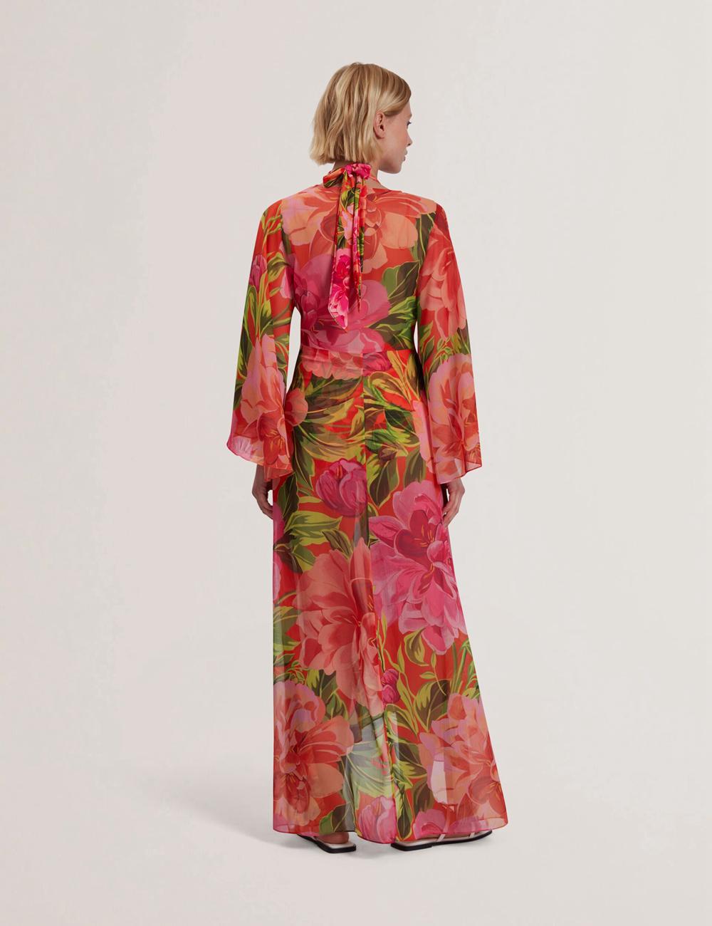 Ted Baker DDARCIS - Floral Twisted Waist Maxi Beach Women Cover Ups Coral | UAE  19587-UEQV