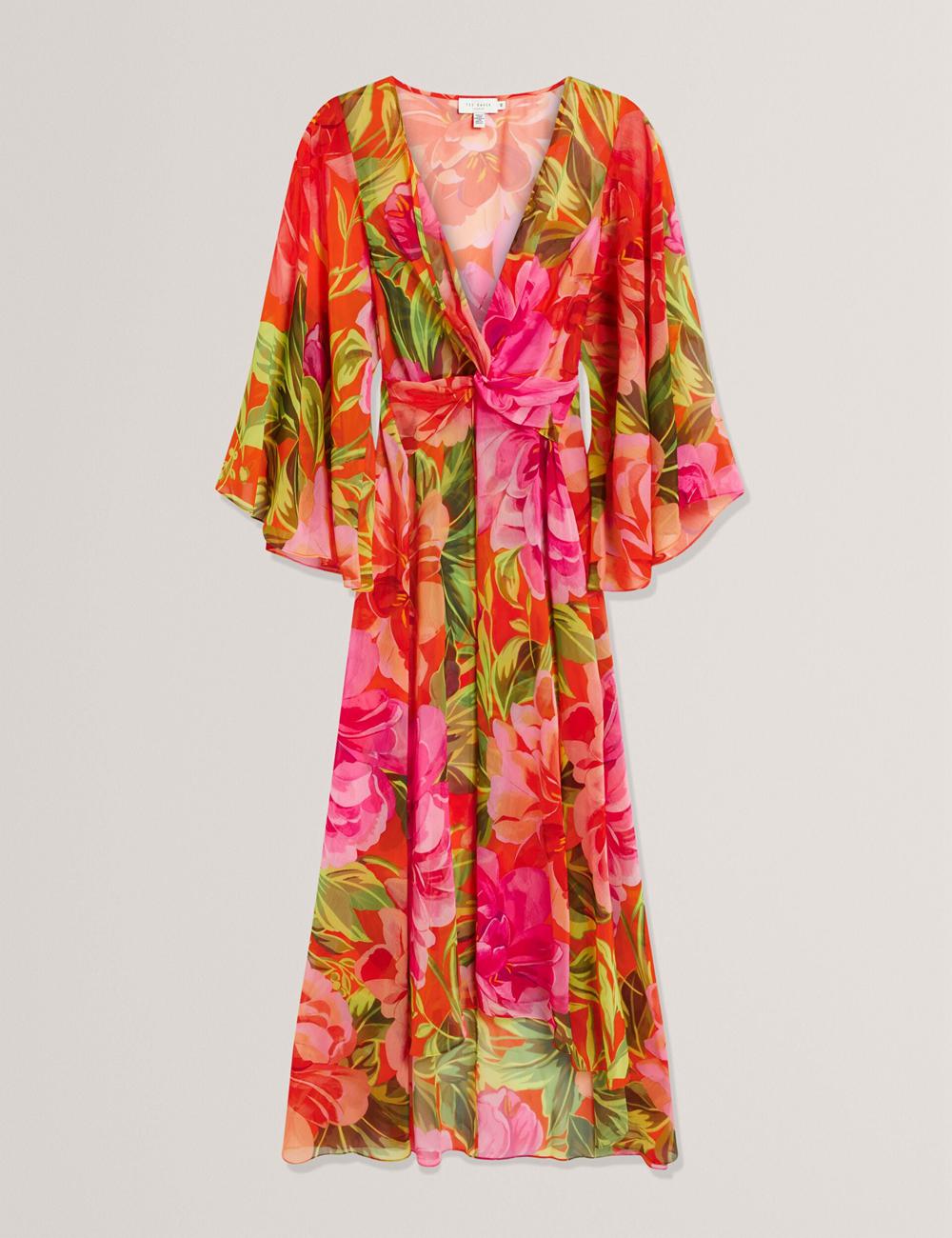 Ted Baker DDARCIS - Floral Twisted Waist Maxi Beach Women Cover Ups Coral | UAE  19587-UEQV