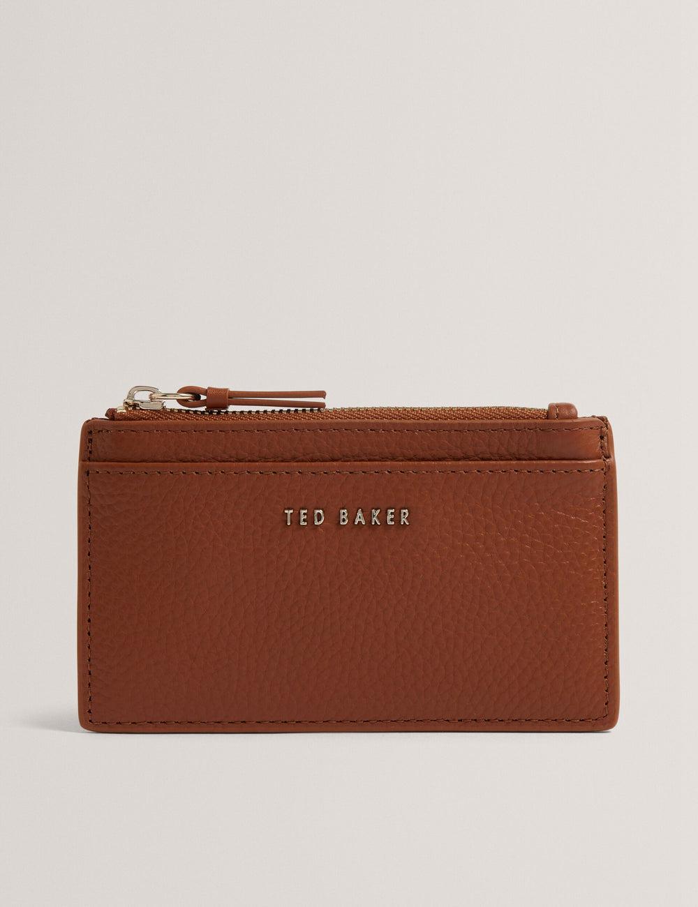 Ted Baker DELFIE - Textured Leather Zipped Card Holder Women Cardholders Brown | UAE  41287-EODG