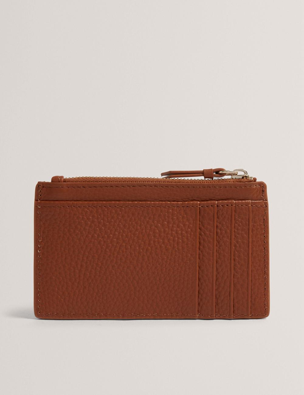 Ted Baker DELFIE - Textured Leather Zipped Card Holder Women Cardholders Brown | UAE  41287-EODG