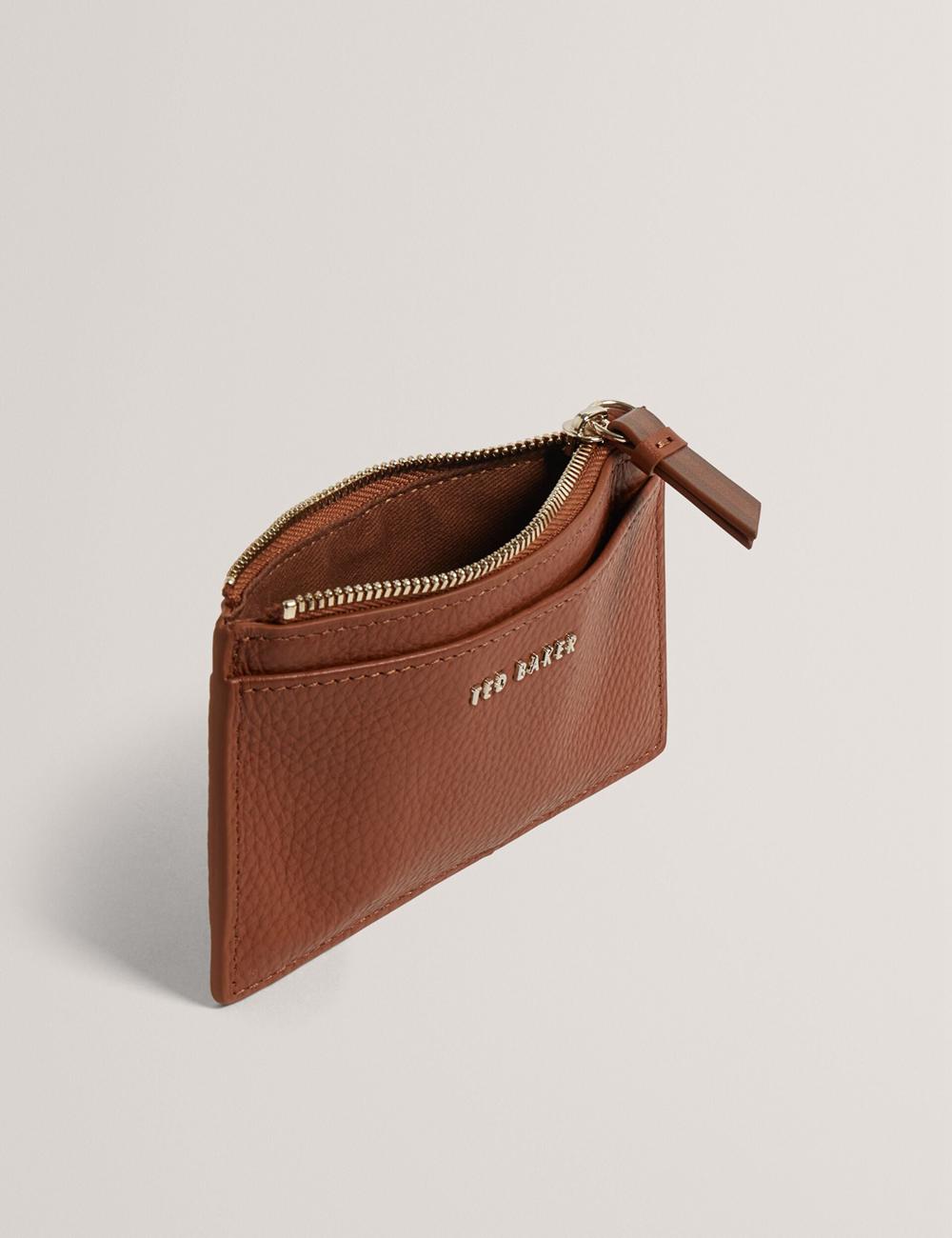 Ted Baker DELFIE - Textured Leather Zipped Card Holder Women Cardholders Brown | UAE  41287-EODG