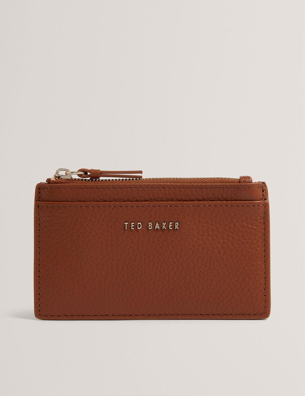 Ted Baker DELFIE - Textured Leather Zipped Card Holder Women Cardholders Brown | UAE  41287-EODG