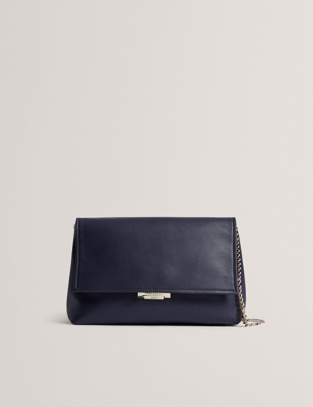 Ted Baker DEMAE - Leather Fold Over Chain Women Shoulder Bags Navy | UAE  96231-IGVD