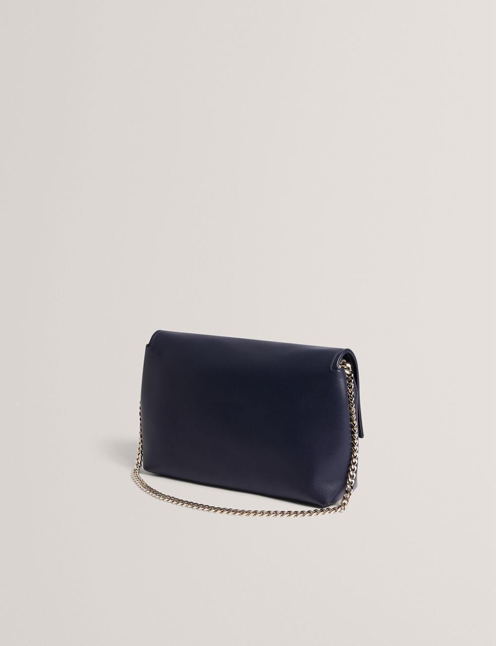 Ted Baker DEMAE - Leather Fold Over Chain Women Shoulder Bags Navy | UAE  96231-IGVD
