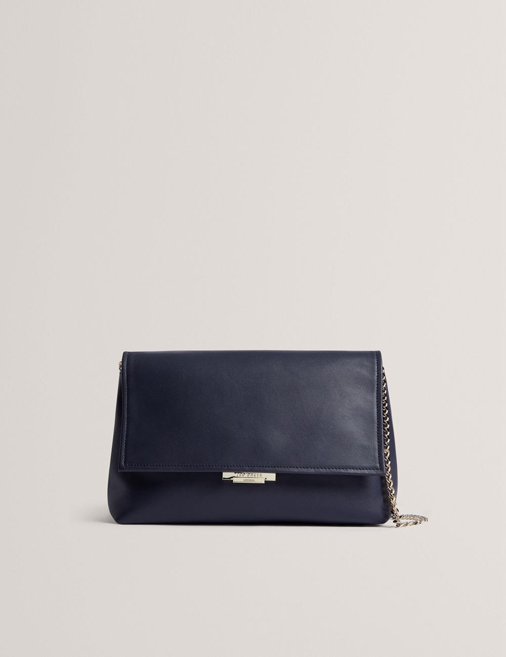 Ted Baker DEMAE - Leather Fold Over Chain Women Shoulder Bags Navy | UAE  96231-IGVD