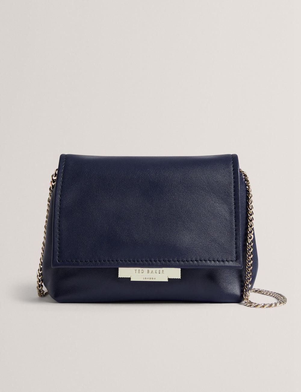 Ted Baker DEMNI - Mini Leather Fold Over Chain Women Crossbody Bags Navy | UAE  13087-CBFE