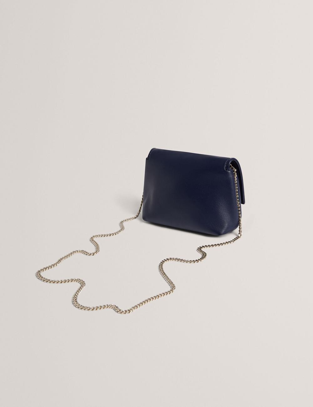 Ted Baker DEMNI - Mini Leather Fold Over Chain Women Crossbody Bags Navy | UAE  13087-CBFE