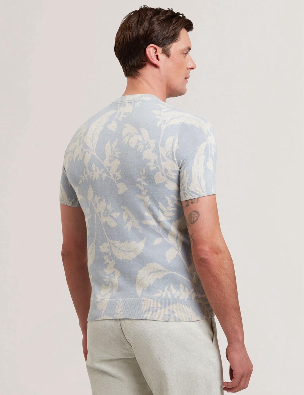 Ted Baker DENNIO - Short Sleeve Printed Floral Men T-Shirts Lt-Blue | UAE  53610-WUEO