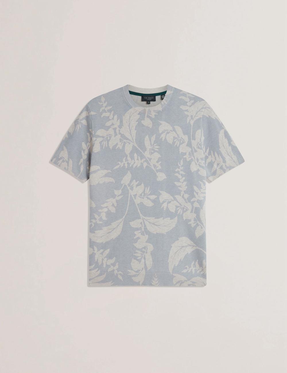 Ted Baker DENNIO - Short Sleeve Printed Floral Men T-Shirts Lt-Blue | UAE  53610-WUEO