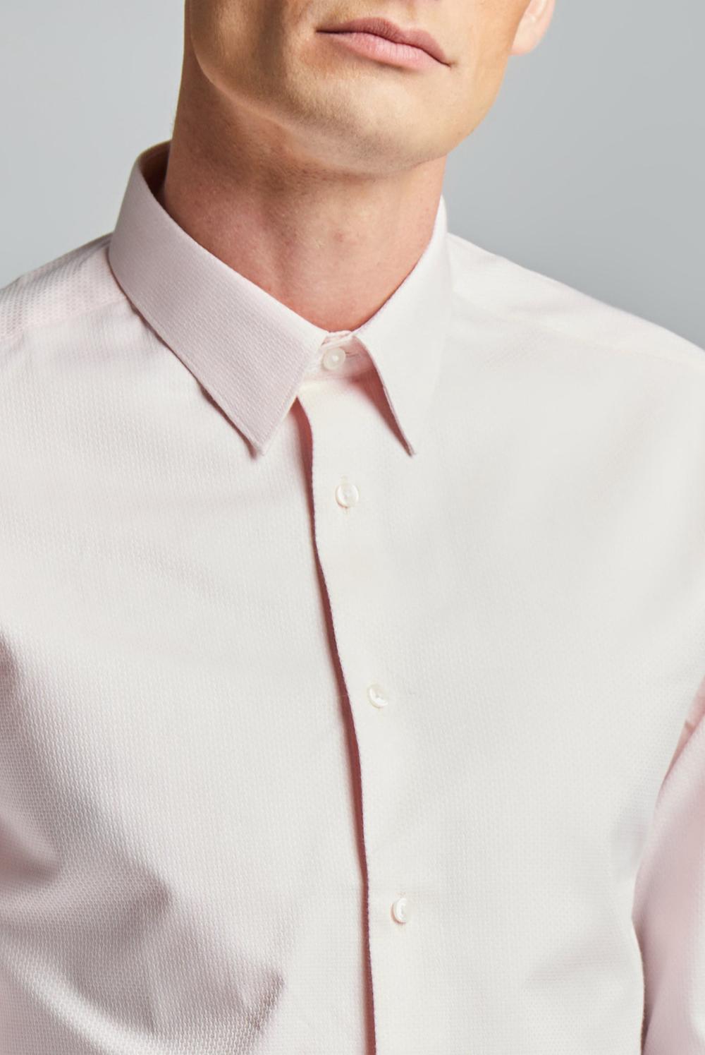 Ted Baker DORAIN - Textured Cotton Long Sleeve Men Formal Shirts Pink | UAE  94681-OKFY