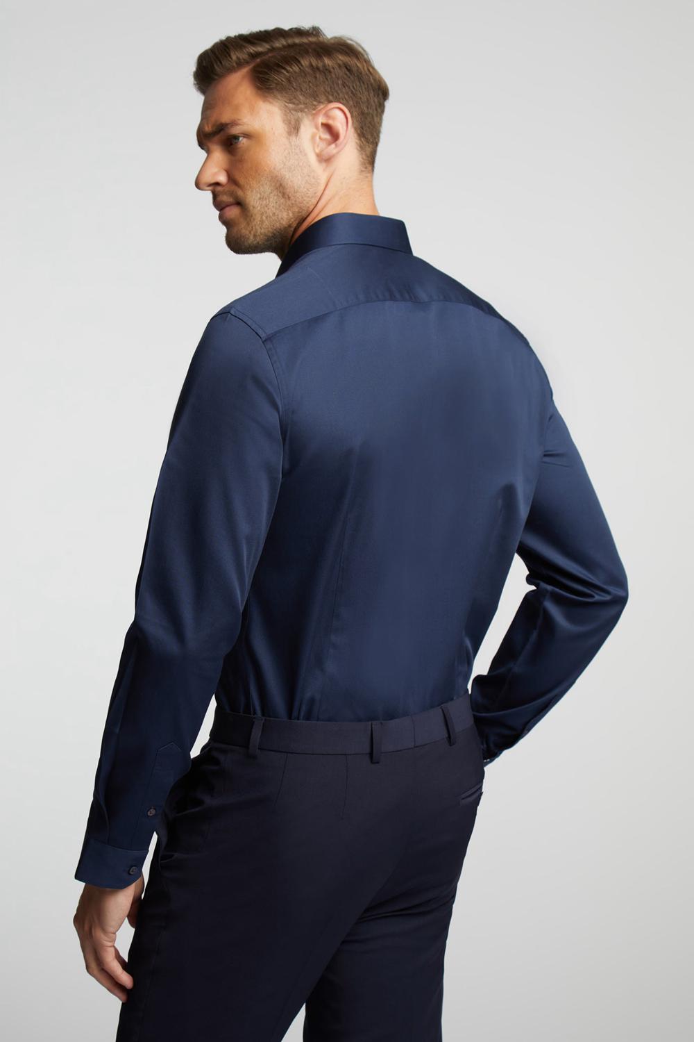 Ted Baker DUDDON - Navy Slim Fit Long Sleeve Cotton Men Formal Shirts Navy | UAE  73146-HOUE