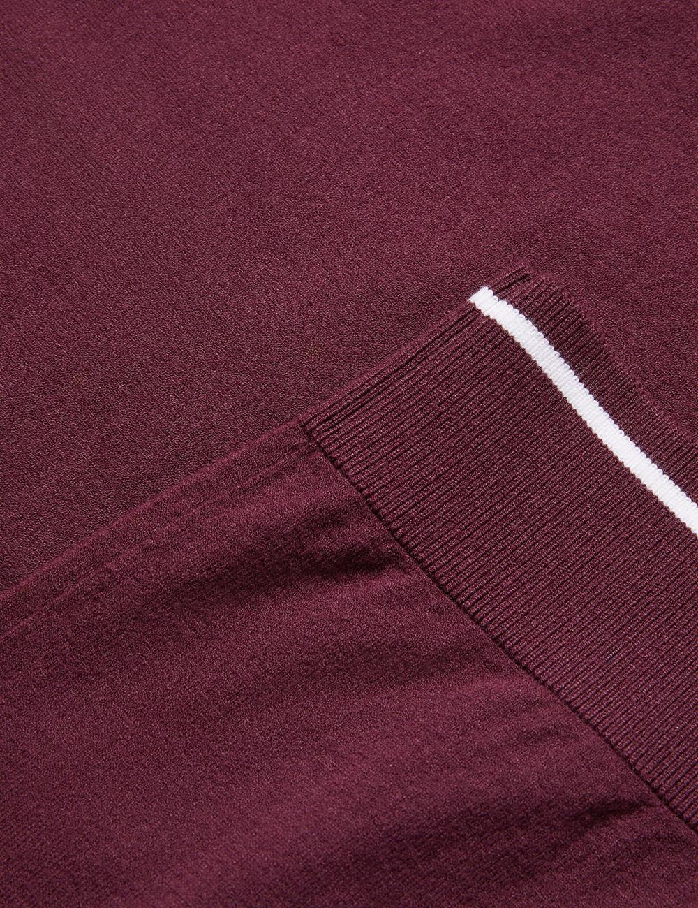 Ted Baker DUNOW - Pointelle Detail Striped Trim Men Polos Shirts Maroon | UAE  19785-ARCI