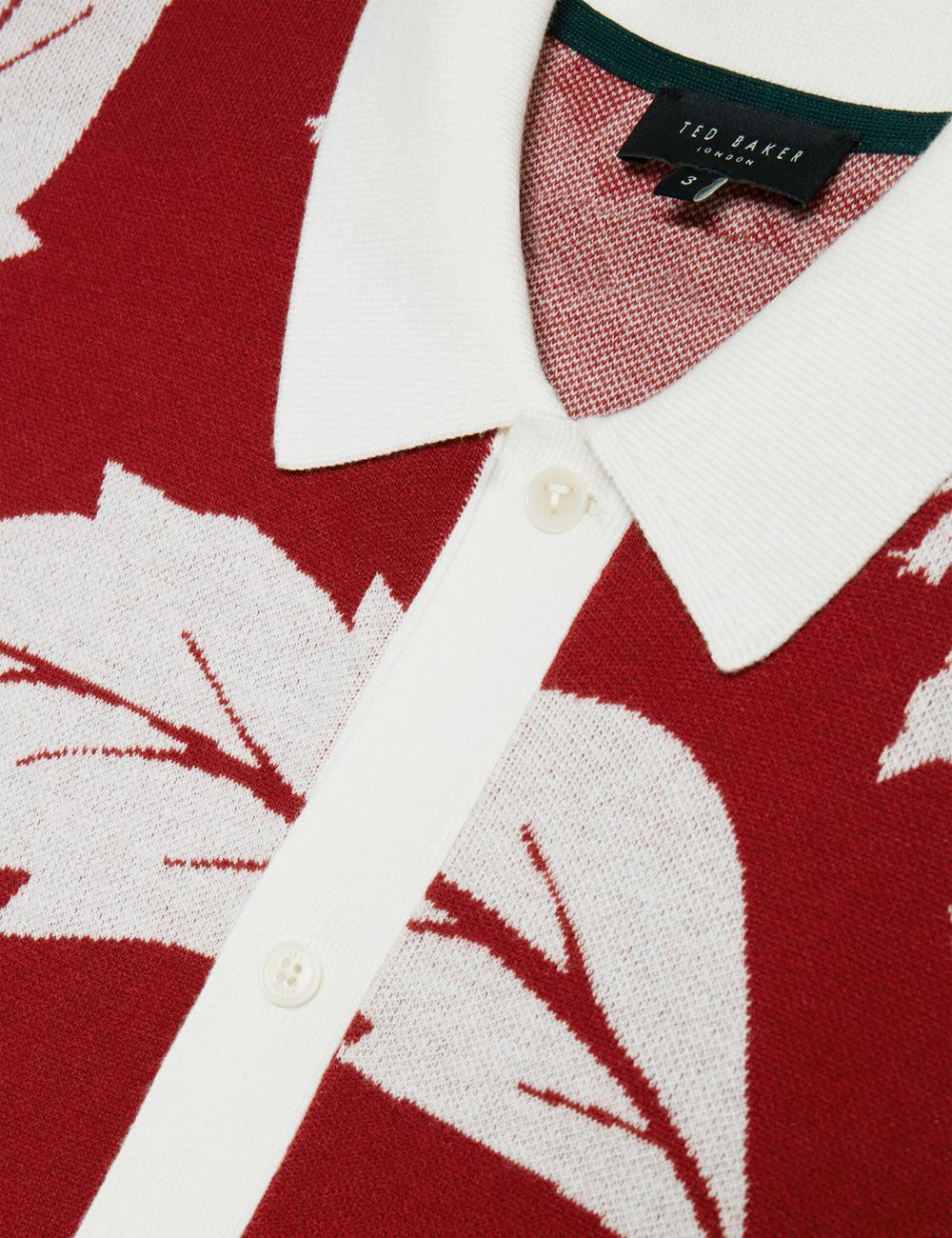 Ted Baker EDSON - Short Sleeve Button Through Floral Men Polos Shirts Red | UAE  81704-LJNG
