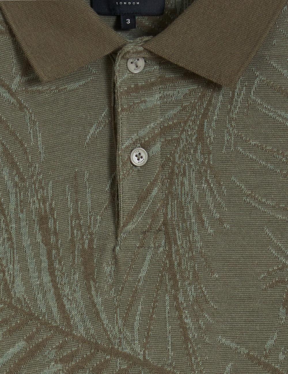 Ted Baker EDWINE - Leaf Print Short Sleeve Men Polos Shirts Khaki | UAE  71402-KXZI