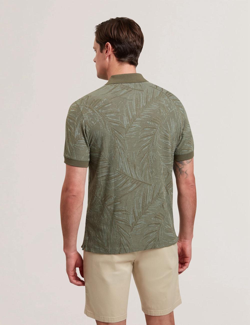 Ted Baker EDWINE - Leaf Print Short Sleeve Men Polos Shirts Khaki | UAE  71402-KXZI