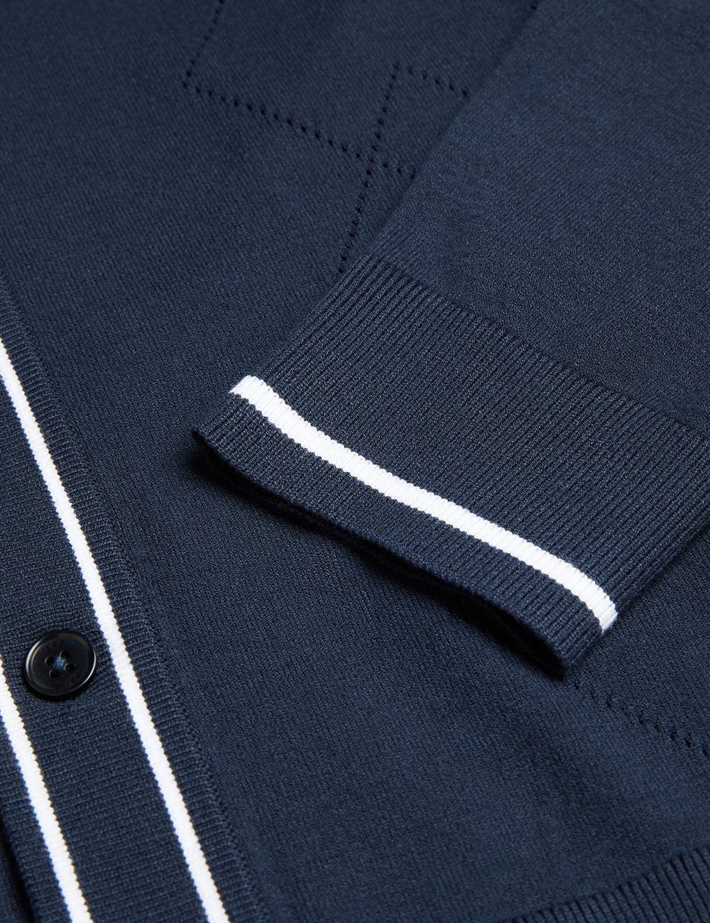 Ted Baker ELMDON LS Diamond Button Through Men Casual Shirts Navy | UAE  35427-ULHK