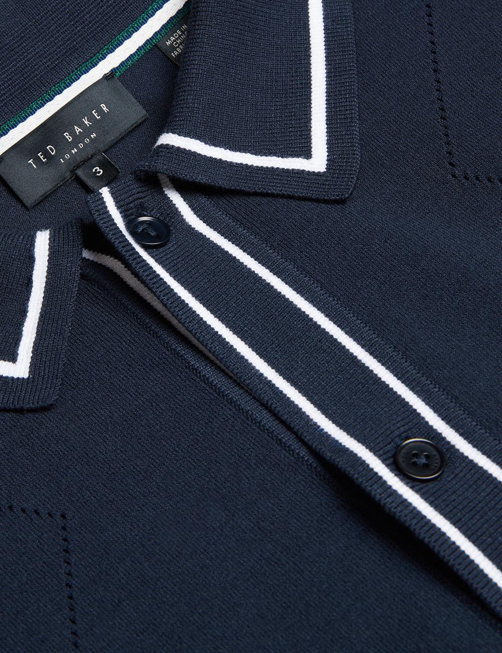 Ted Baker ELMDON LS Diamond Button Through Men Casual Shirts Navy | UAE  35427-ULHK