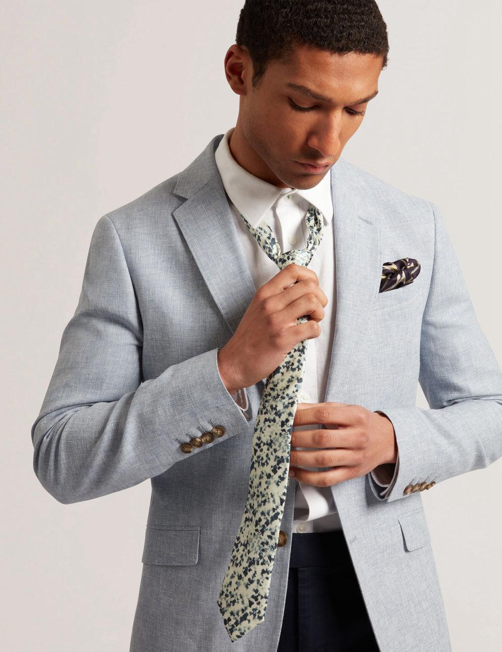 Ted Baker ELMSTED - Blurred Floral Print Silk Men Ties Navy | UAE  79625-LADC