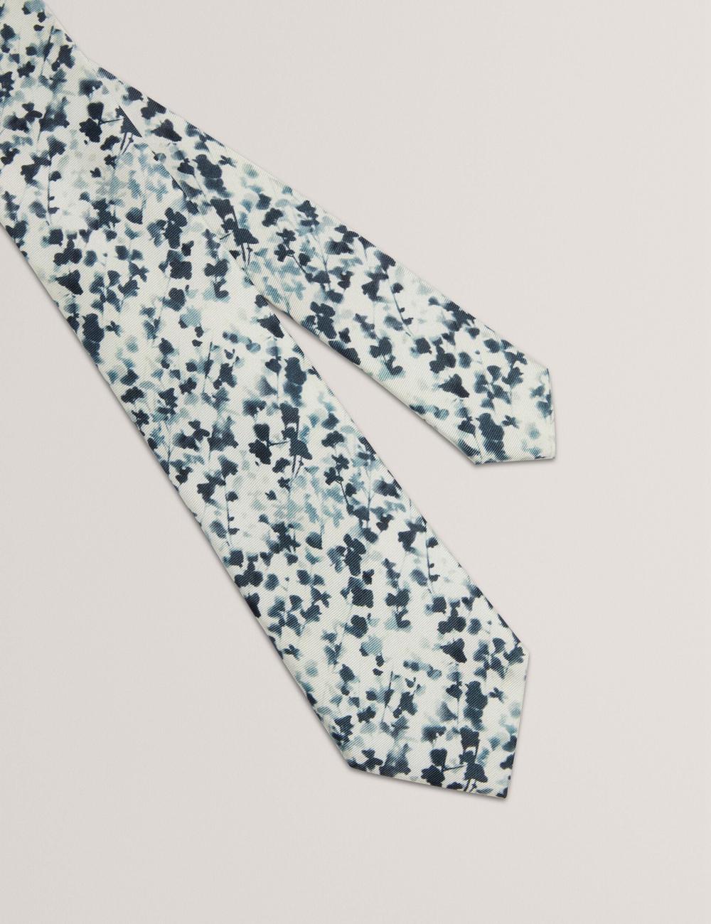 Ted Baker ELMSTED - Blurred Floral Print Silk Men Ties Navy | UAE  79625-LADC