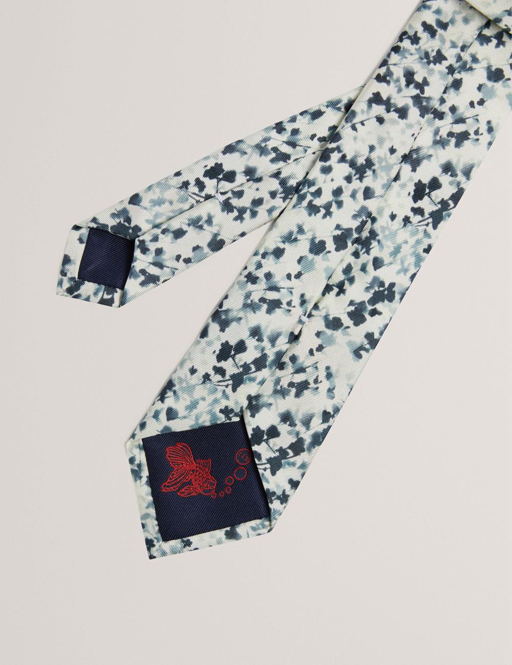 Ted Baker ELMSTED - Blurred Floral Print Silk Men Ties Navy | UAE  79625-LADC