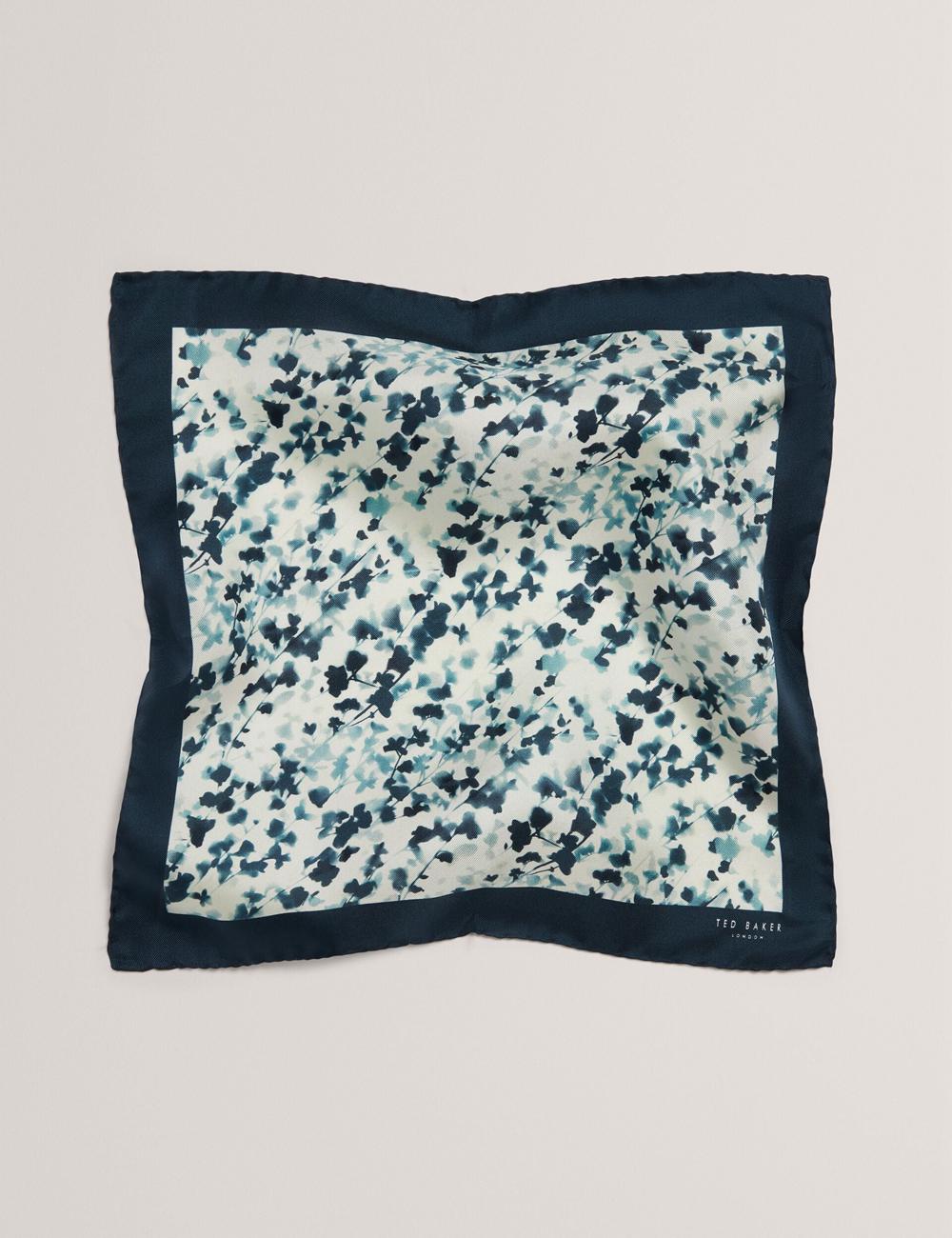 Ted Baker ELMSTEP - Blurred Floral Print Silk Pocket Men Pocket Squares Navy | UAE  23014-CQZM
