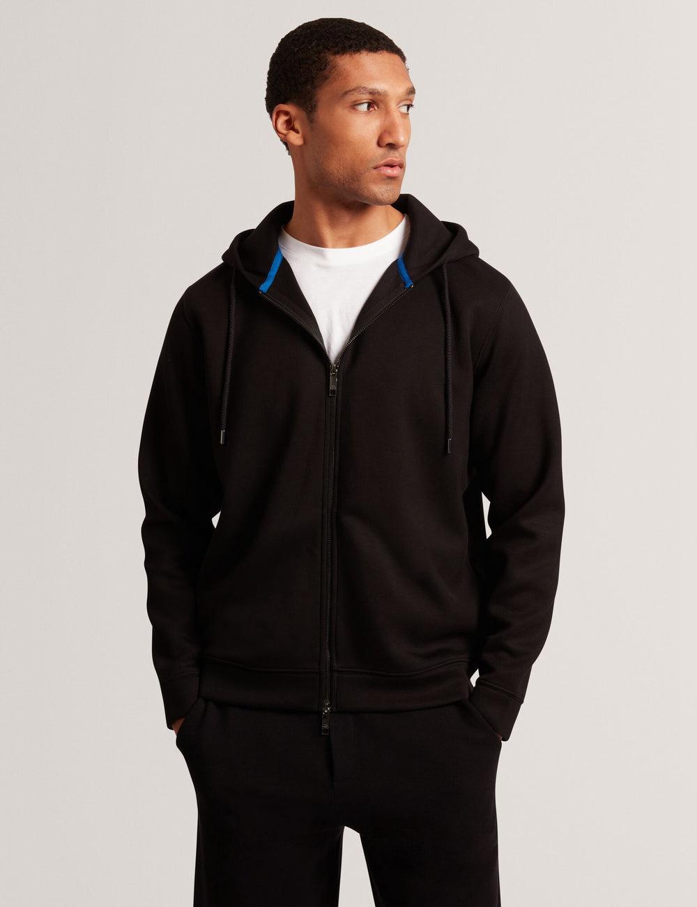 Ted Baker EPIO - Zip Through Neoprene Men Hoodies Black | UAE  31584-PJHC