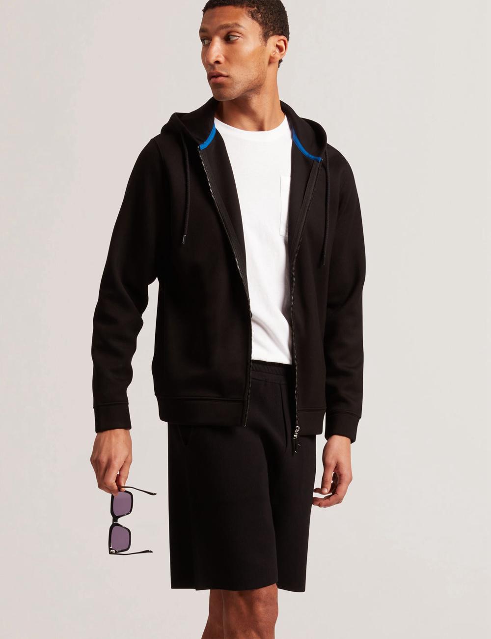 Ted Baker EPIO - Zip Through Neoprene Men Hoodies Black | UAE  31584-PJHC