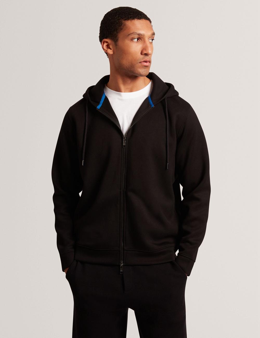 Ted Baker EPIO - Zip Through Neoprene Men Hoodies Black | UAE  31584-PJHC