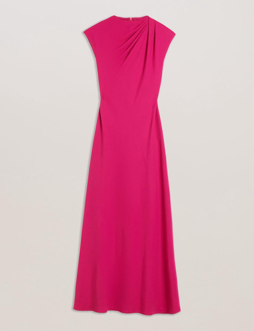 Ted Baker EREAS - Drape Neckline Cap Sleeve Women Maxi Dresses Pink | UAE  65910-NKLY