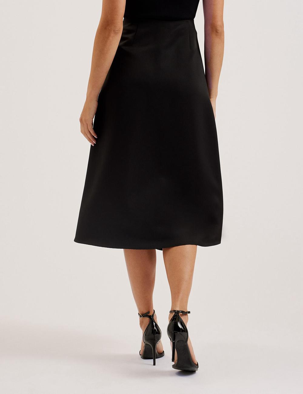 Ted Baker ERVA - Asymmetric Satin Wrap Women Midi Skirts Black | UAE  18942-VLHD