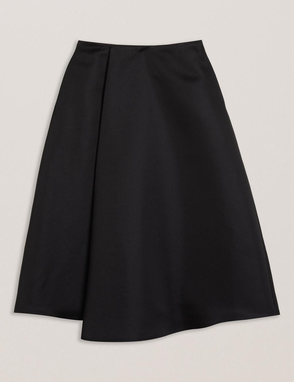 Ted Baker ERVA - Asymmetric Satin Wrap Women Midi Skirts Black | UAE  18942-VLHD