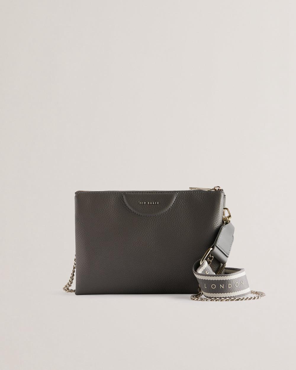 Ted Baker ESILLE - Branded Webbing Crossbody Leather Women Crossbody Bags Mid-Grey | UAE  69741-RZXH