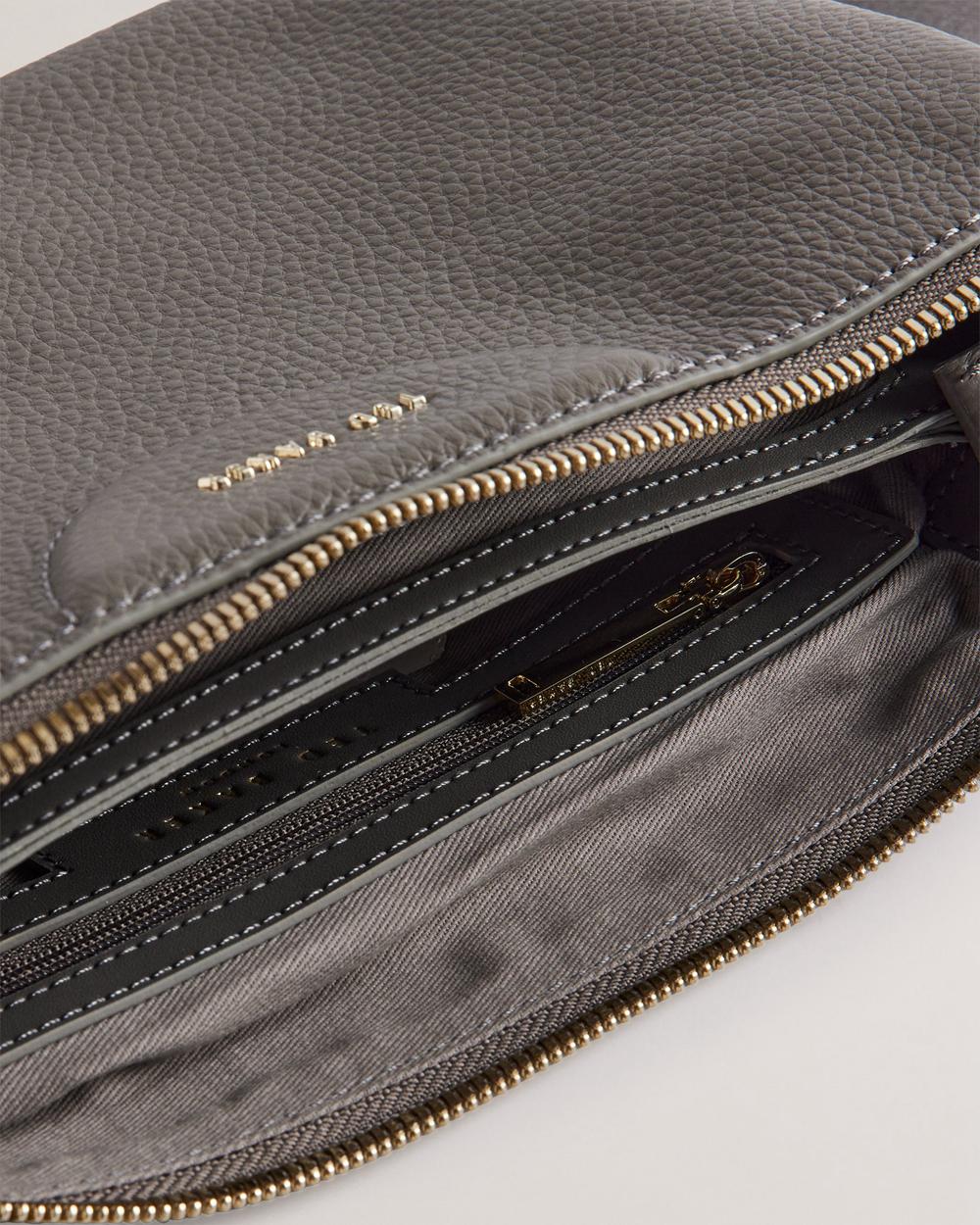 Ted Baker ESILLE - Branded Webbing Crossbody Leather Women Crossbody Bags Mid-Grey | UAE  69741-RZXH