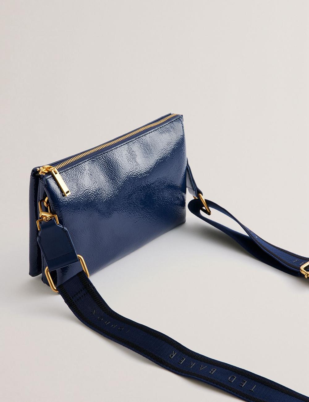 Ted Baker ESILLE - Branded Webbing Patent Leather Women Crossbody Bags Dk-Blue | UAE  93154-LOVQ