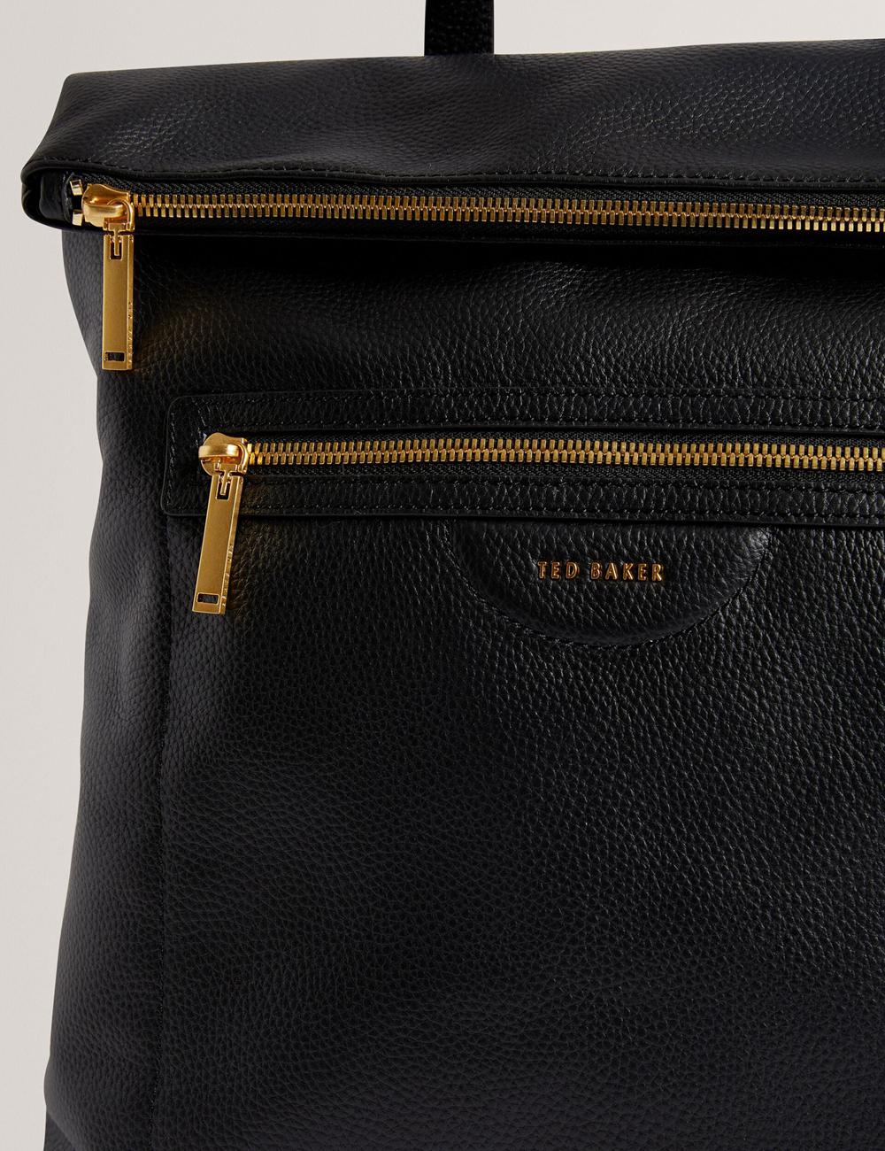 Ted Baker ESSAYA - Leather Webbing Strap Fold Over Women Backpacks Black | UAE  12945-UYOP