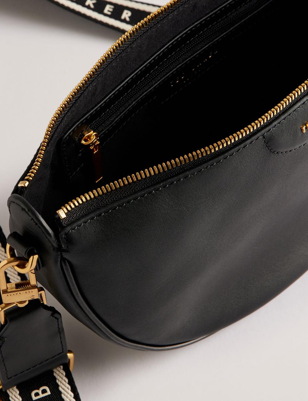 Ted Baker ESSINA - Webbing Half Moon Leather Women Crossbody Bags Black | UAE  24087-YZGX