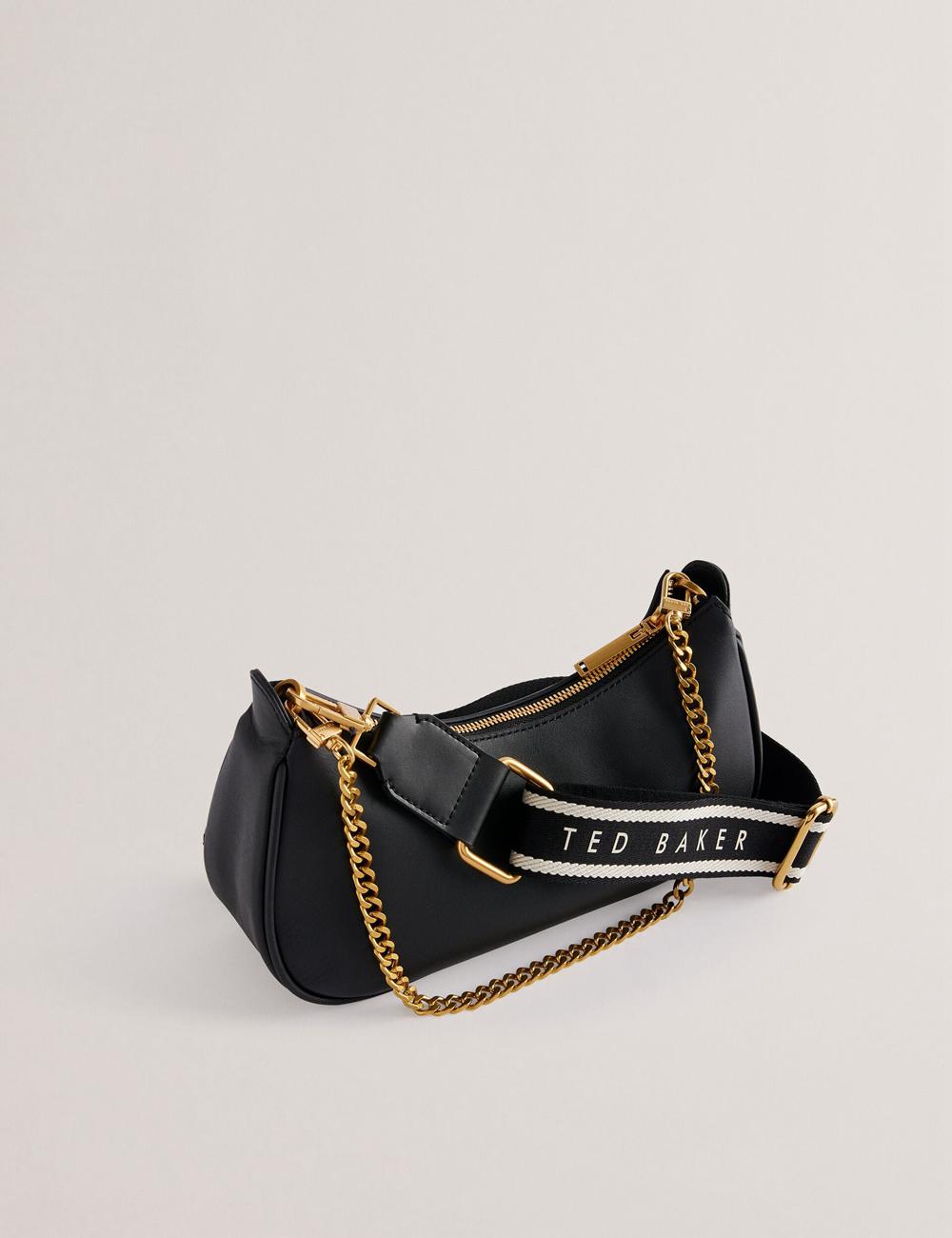Ted Baker ESSIY - Leatheruette With Webbing Strap Women Shoulder Bags Black | UAE  35281-OHIK