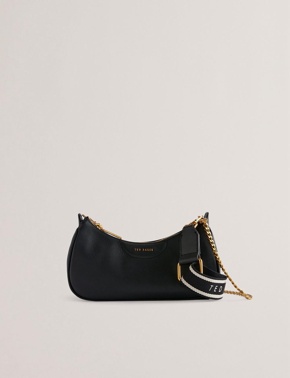 Ted Baker ESSIY - Leatheruette With Webbing Strap Women Shoulder Bags Black | UAE  35281-OHIK