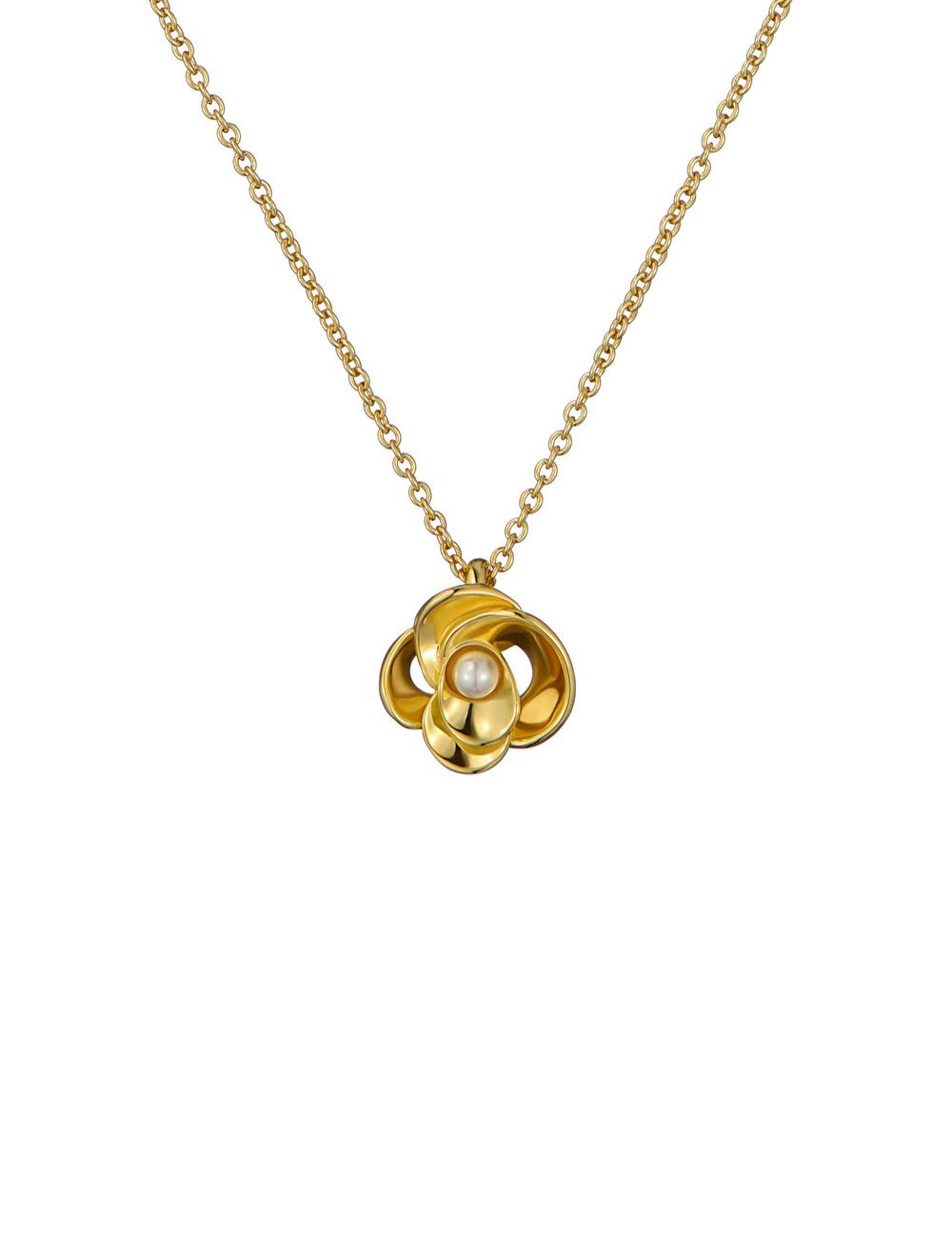 Ted Baker FLORA - Pearl Detail Flower Pendant Women Necklaces Gold | UAE  38702-HFRA