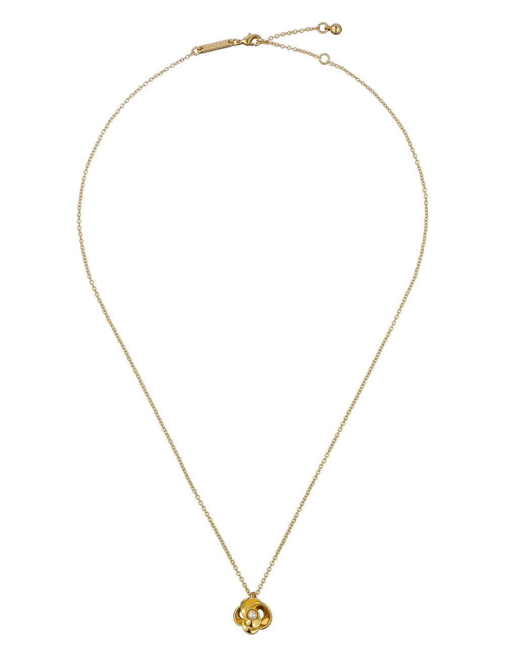 Ted Baker FLORA - Pearl Detail Flower Pendant Women Necklaces Gold | UAE  38702-HFRA