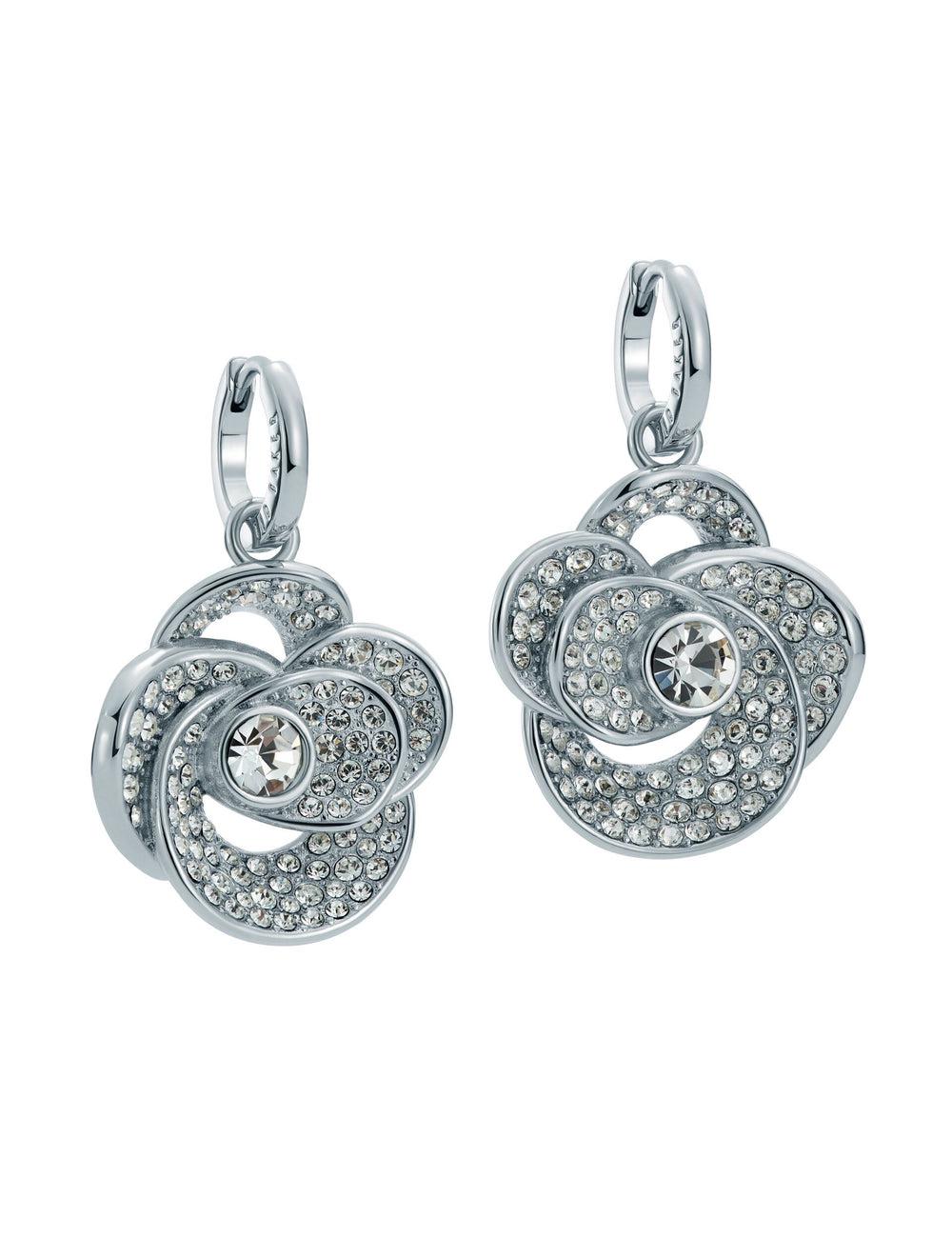 Ted Baker FLORENCE - Crystal Flower Pendant Huggie Women Earrings Silver | UAE  02153-MPGX
