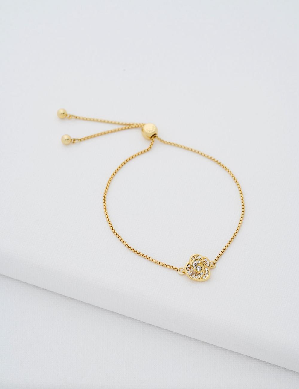 Ted Baker FLORINA - Crystal Flower Adjustable Women Bracelets Gold | UAE  50941-SLQK