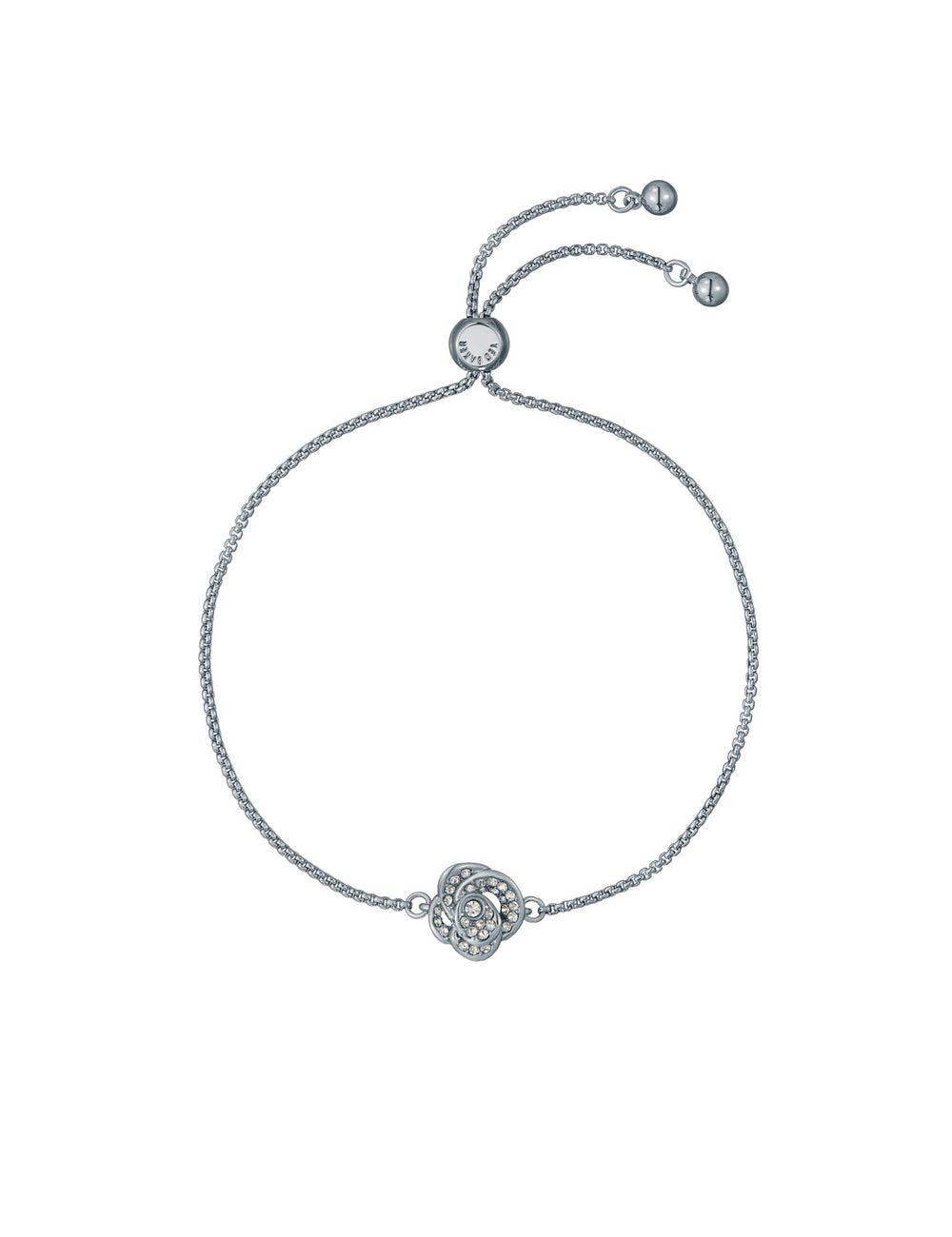Ted Baker FLORINA - Crystal Flower Adjustable Slider Women Bracelets Silver | UAE  91632-FIKN