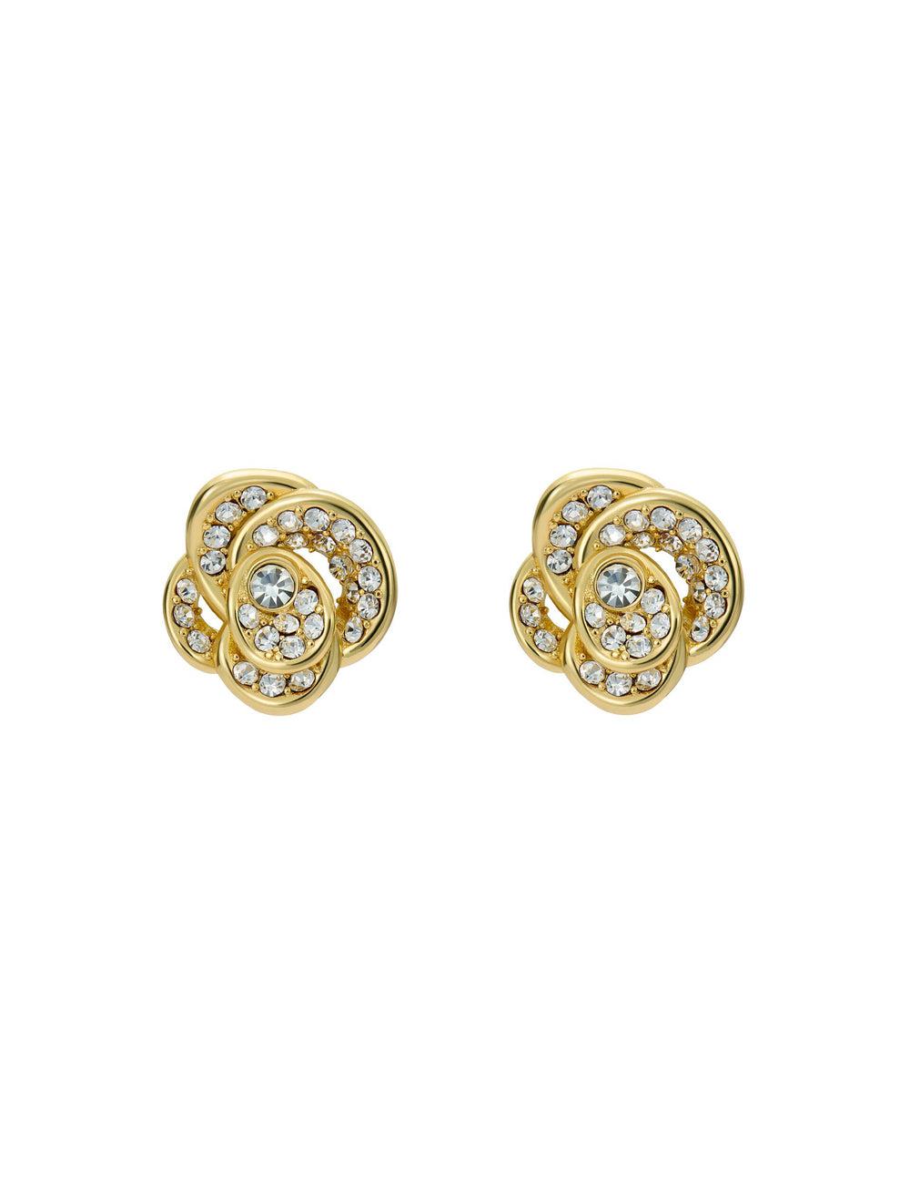 Ted Baker FLORINE - Crystal Flower Stud Women Earrings Gold | UAE  58402-FESX