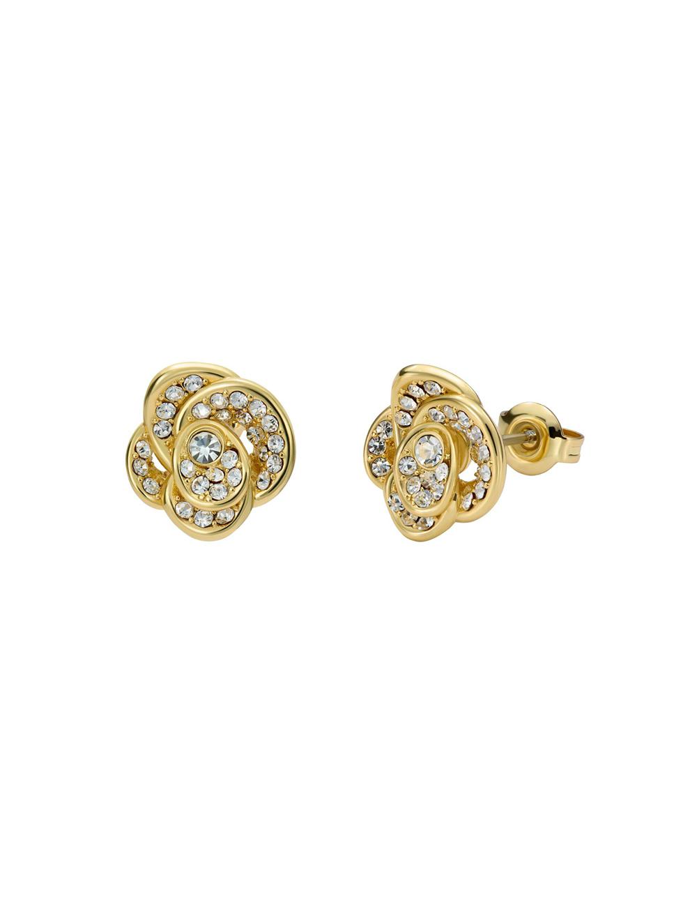 Ted Baker FLORINE - Crystal Flower Stud Women Earrings Gold | UAE  58402-FESX